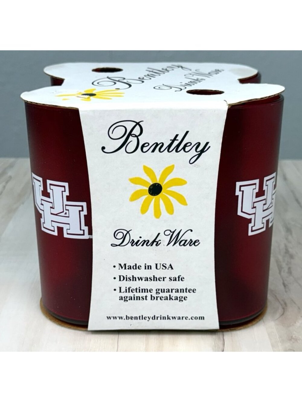 BENTLEY 4pk 20oz Red University Houston Cougars Plastic Tumblers DRINK WARE NIP